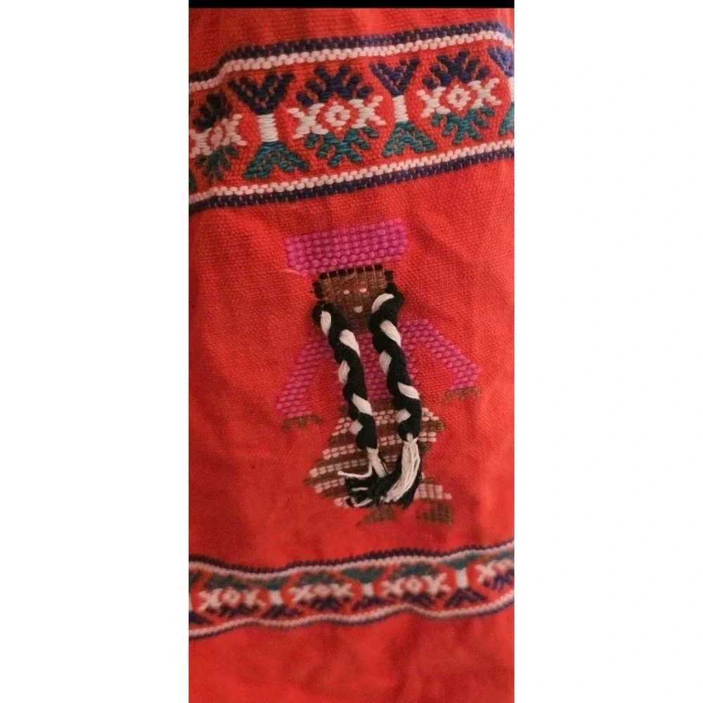 VTG‎ Guatemalan Handwoven Embroidered Apron Cross Stitch Folk Art Boho Chic